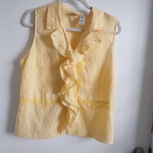 Emma James Light Yellow Ruffle Blouse